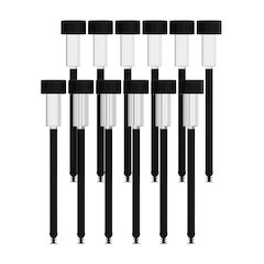 Outdoor Solar Powered LED Decorative Stake Lights - Set of 12, Black