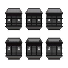 Solar Powered LED Lantern Style Deck and Fence Lights - Set of 6, Brown