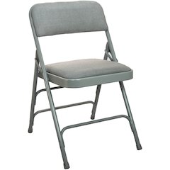 Grey Padded Metal Folding Chair - Grey 1-in Fabric Seat