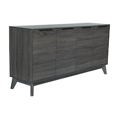 Mid-Century Modern Buffet Sideboard/TV Stand with 4 Soft Close Doors, Black Wash