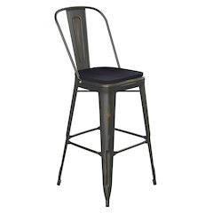 30" High Copper Metal Indoor-Outdoor Barstool with Black Poly Resin Wood Seat