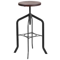30" Barstool with Adjustable Wood Seat