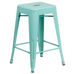 24" High Backless Mint Green Indoor-Outdoor Counter Height Stool