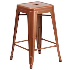 24" High Backless Copper Indoor-Outdoor Counter Height Stool