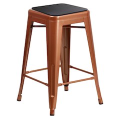 24" High Backless Copper Metal Bar Height Stool