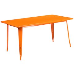 31.5" x 63" Rectangular Orange Metal Indoor-Outdoor Table