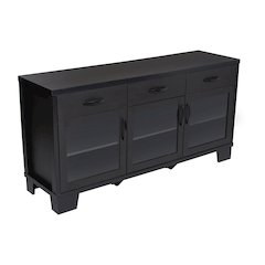 Black 59in Modern Kitchen and Dining Room Buffet Sideboard Storage Cabinet