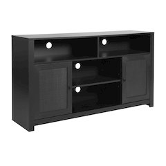 Modern 58 Inch Buffet Sideboard, TV Stand for up to 65" TV's, Black/Rattan