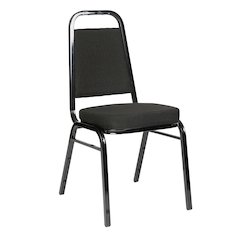 Trapezoidal Back Stacking Banquet Chair with Black Fabric, Black Frame