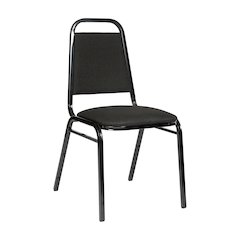 Trapezoidal Back Stacking Banquet Chair in Black Fabric - Black Frame