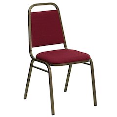 Trapezoidal Back Stacking Banquet Chair in Burgundy Fabric - Gold Vein Frame