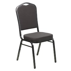Crown Back Stacking Banquet Chair in Gray Fabric - Silver Vein Frame