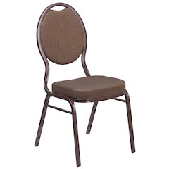 Teardrop Back Stacking Banquet Chair in Brown Fabric - Copper Vein Frame
