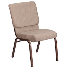 18.5''W Stacking Church Chair in Beige Fabric - Copper Vein Frame