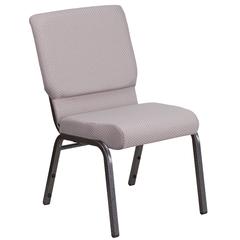 18.5''W Stacking Church Chair in Gray Dot Fabric - Silver Vein Frame