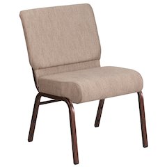 21''W Stacking Church Chair in Beige Fabric - Copper Vein Frame