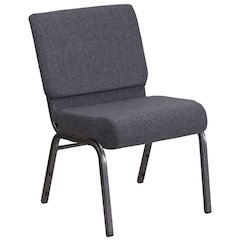 21''W Church Chair in Dark Gray Fabric - Silver Vein Frame