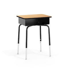 Student Desk with Open Front Metal Book Box - Natural