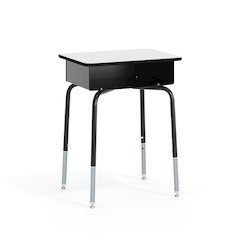 Student Desk with Open Front Metal Book Box - Gray