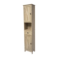 Farmhouse Tall Linen Tower Storage Cabinet, Brown