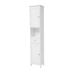 Farmhouse Tall Linen Tower Storage Cabinet, White