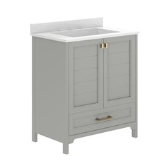 Haven 30" Bathroom Vanity with Sink, Storage Cabinet with Gold Hardware, Gray