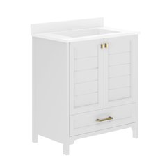Haven 30" Bathroom Vanity with Sink, Storage Cabinet with Gold Hardware, White