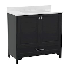 36in Bathroom Vanity with Sink, Storage Cabinet with Soft Close Doors, Black