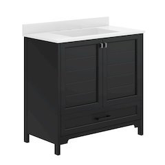 Haven 36" Bathroom Vanity with Sink, Storage Cabinet with Black Hardware, Black