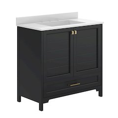 Haven 36" Bathroom Vanity with Sink, Storage Cabinet with Gold Hardware, Black