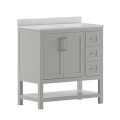 36 Inch Contemporary Bathroom Vanity with Storage Drawers and Sink Combo