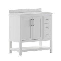 36 Inch Contemporary Bathroom Vanity with Storage Drawers and Sink Combo