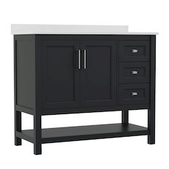 42in Bathroom Vanity with Storage Drawers and Sink Combo, Black Frame