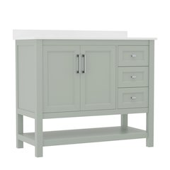 42in Bathroom Vanity with Storage Drawers and Sink Combo, Sage Frame
