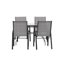 5 Piece Patio Dining Set with Patio Table with 4 Chairs, Gray
