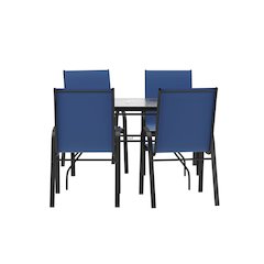 5 Piece Patio Dining Set with Patio Table with 4 Chairs, Navy
