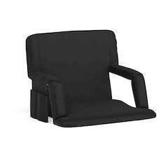 Extra Wide Black Lightweight Stadium Chair with Armrests, Padded Back