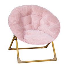 23" Kids Cozy Mini Folding Saucer Chair, Moon Chair, Blush/Soft Gold
