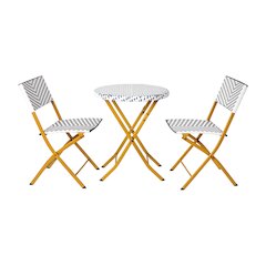 Modern 3 Piece Folding French Bistro Table and Chairs Set