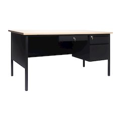 Contemporary 30x60 Commercial Grade Single Pedestal Desk with Drawers, White Oak
