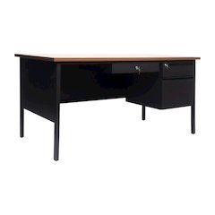 30x60 Right Side Single Pedestal Desk, 3 Locking Drawers, Walnut Top,Black Frame