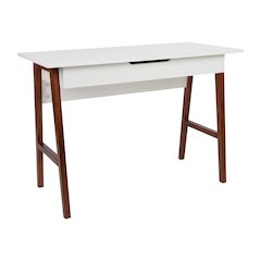 Table Desk for Writing and Work, White/Walnut