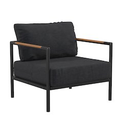 Patio Chair with Cushions - Aluminum Framed Chair, Black with Charcoal Cushions