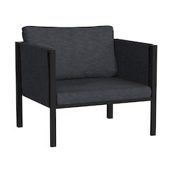 Patio Chair with Cushions, Black with Charcoal Cushions