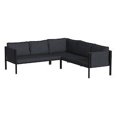Sectional with Cushions, Black with Charcoal Cushions