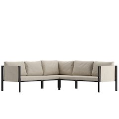 Sectional with Cushions, Black with Beige Cushions