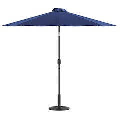 Navy 9 FT Round Umbrella with Crank and Tilt Function and Standing Umbrella Base