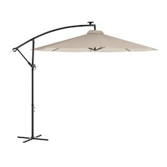 Commercial Grade 10 ft Round Solar LED Patio Cantilever Umbrella, Tan
