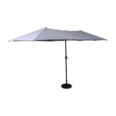 15 FT Triple Head Patio Umbrella with Crank and Easy Lift Functionality in Gray