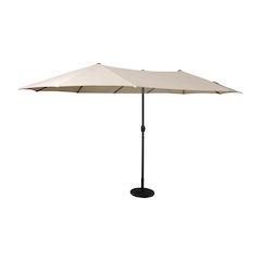 15 FT Triple Head Patio Umbrella with Crank and Easy Lift Functionality in Tan